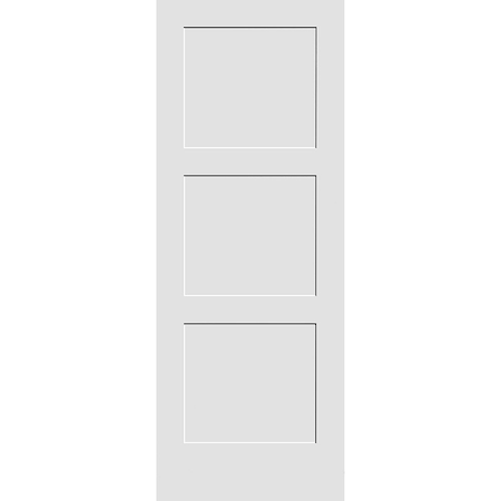 Codel Doors 26" x 80" Primed 3-Panel Equal Panel Interior Shaker Slab Door 2268pri8433